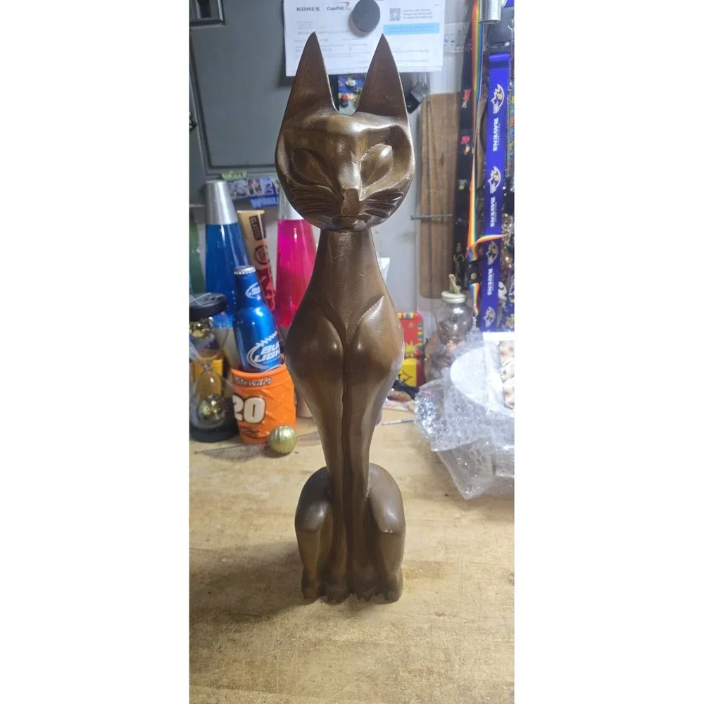 Vintage Tiki Figurine - Classic Tiki Cat - Wooden Figurine